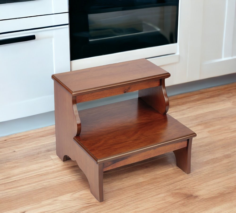 15" Brown Solid Wood and Solid and Manufactured Wood Backless Bar Chair