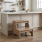15" Natural Solid Wood and Solid and Manufactured Wood Backless Bar Chair
