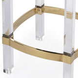 24" White and Clear Stainless Steel and Steel Backless Counter Height Bar Chair