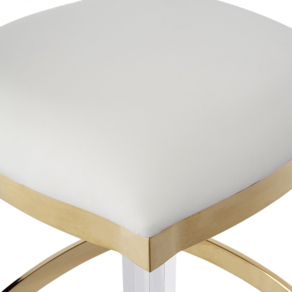 24" White and Clear Stainless Steel and Steel Backless Counter Height Bar Chair