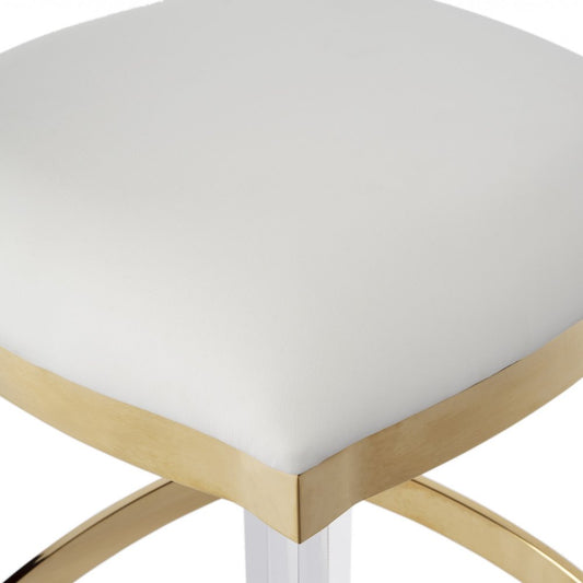 24" White and Clear Stainless Steel and Steel Backless Counter Height Bar Chair