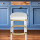 24" White and Clear Stainless Steel and Steel Backless Counter Height Bar Chair
