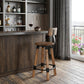 28" Brown and Natural Solid Wood and Iron Bar Chair