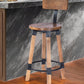 28" Brown and Natural Solid Wood and Iron Bar Chair