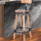 28" Brown and Natural Solid Wood and Iron Bar Chair