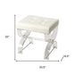 21" White and Clear Faux Leather Tufted Ottoman