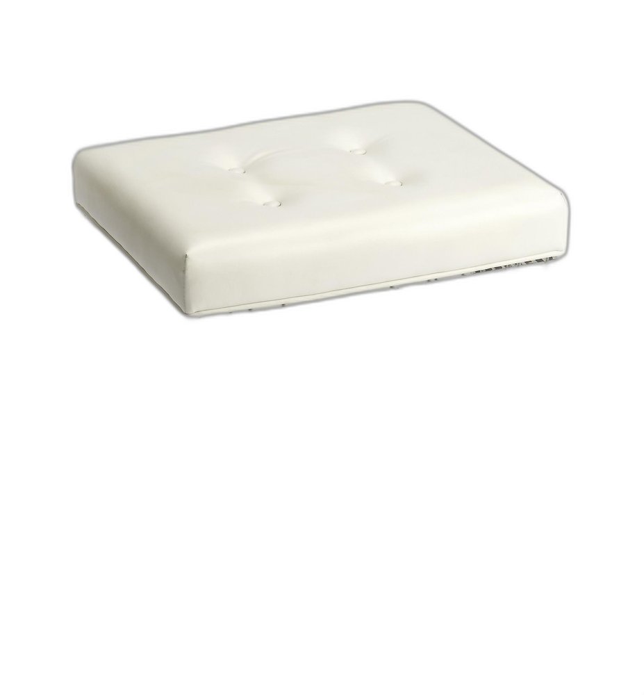 21" White and Clear Faux Leather Tufted Ottoman