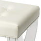 21" White and Clear Faux Leather Tufted Ottoman