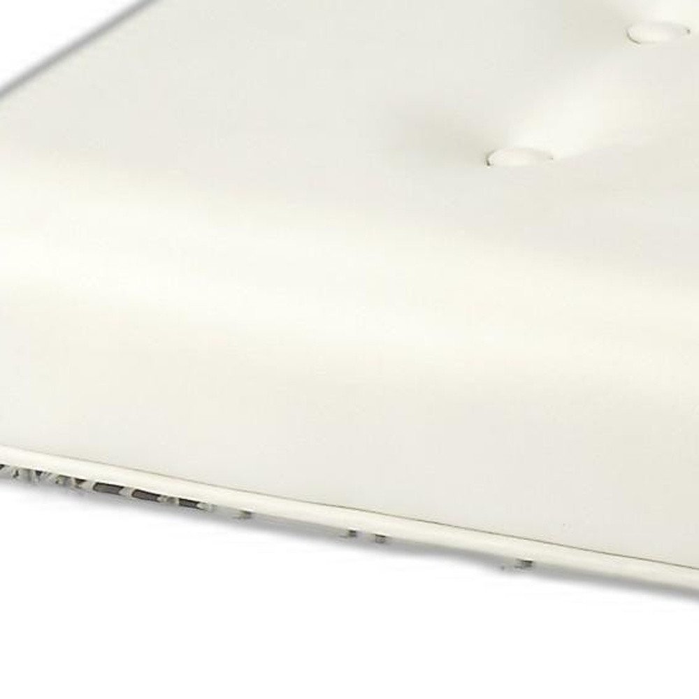 21" White and Clear Faux Leather Tufted Ottoman