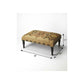 36" Brown Linen Footstool Ottoman