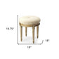 18" Ivory Polyester Blend And Brown Ottoman