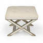 26" Ivory Cotton and Brown Tufted Ottoman