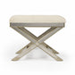 26" Ivory Cotton and Brown Tufted Ottoman