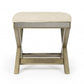 26" Ivory Cotton and Brown Tufted Ottoman