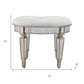24" Cream Linen And Silver Metallic Round Ottoman