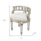 21" Cream Linen And Silver Metallic Round Ottoman