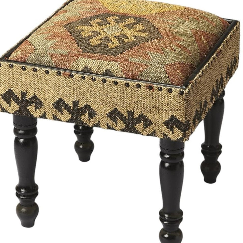 18" Brown Linen Ottoman