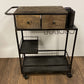 Rolling Rustic Black And Natural Bar Cart