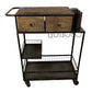 Rolling Rustic Black And Natural Bar Cart