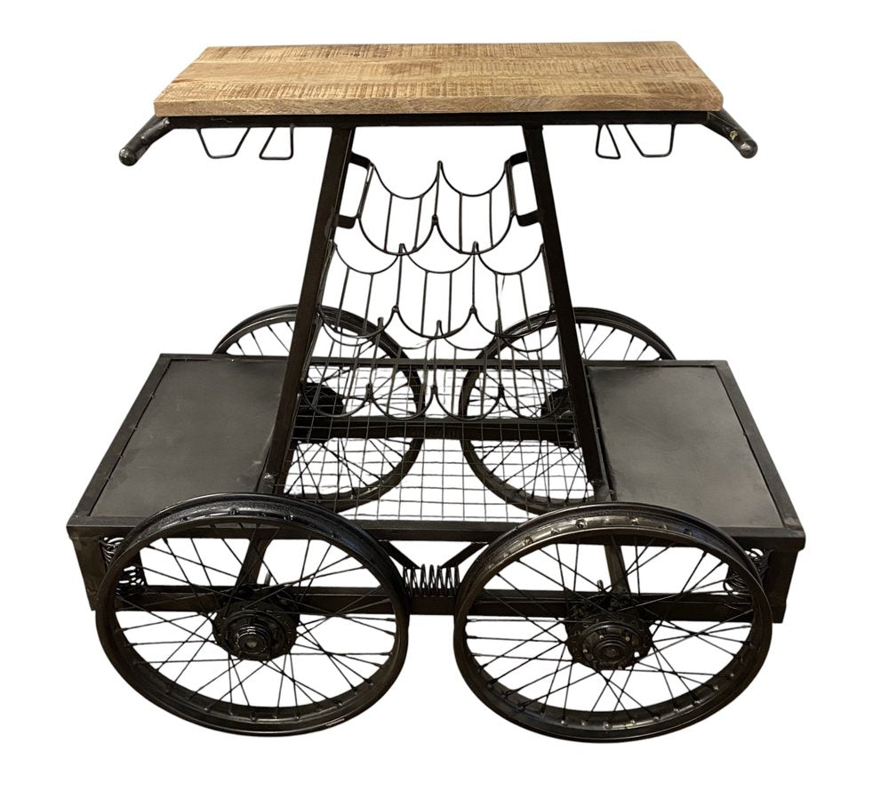 Rustic Black Rail Car Bar Cart