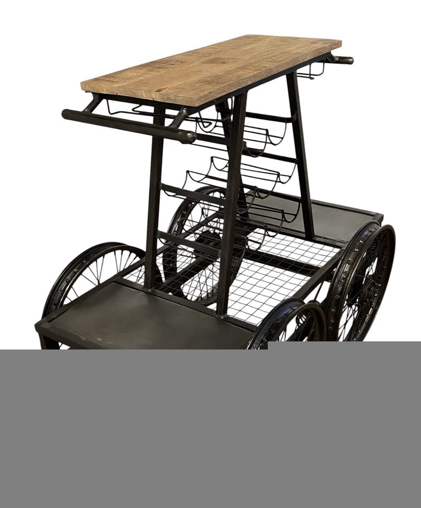 Rustic Black Rail Car Bar Cart