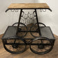 Rustic Black Rail Car Bar Cart
