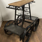 Rustic Black Rail Car Bar Cart
