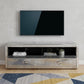 59" Silver Solid Wood Enclosed and Open Storage TV Stand