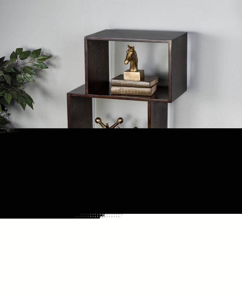 48" Dark Brown Wood Three Tier Bookcase