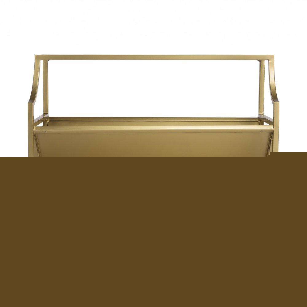32" Gold Iron and Metal Two Tier Bookcase