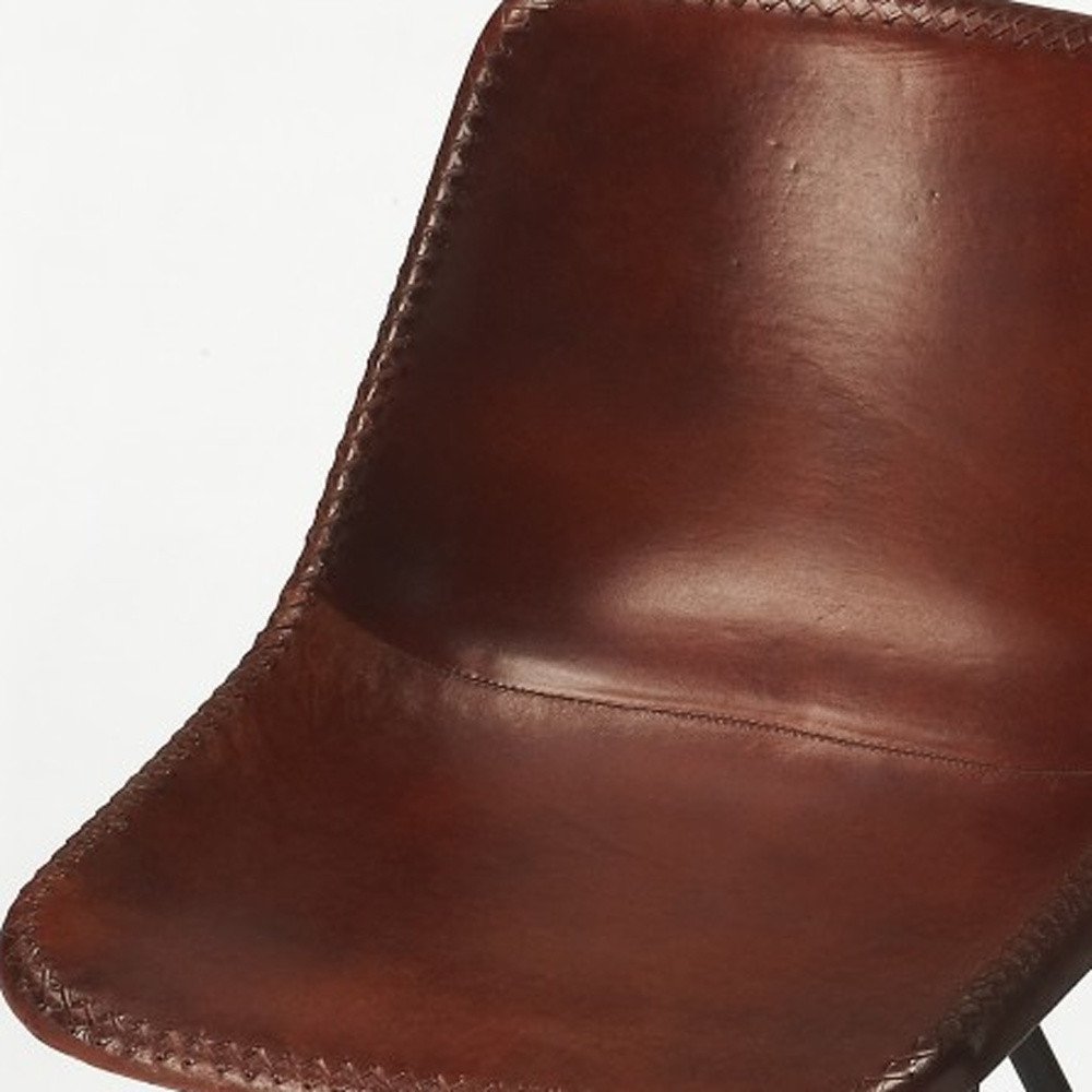 21" Brown and Black Faux Leather Side Chair