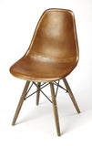 18" Brown and Copper Faux Leather Side Chair