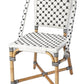 21" Black And White Woven Faux Rattan Outdoor Dining Chair
