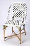 21" Black And White Woven Faux Rattan Outdoor Dining Chair