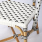 21" Black And White Woven Faux Rattan Outdoor Dining Chair