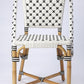 21" Black And White Woven Faux Rattan Outdoor Dining Chair