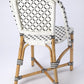 21" Black And White Woven Faux Rattan Outdoor Dining Chair