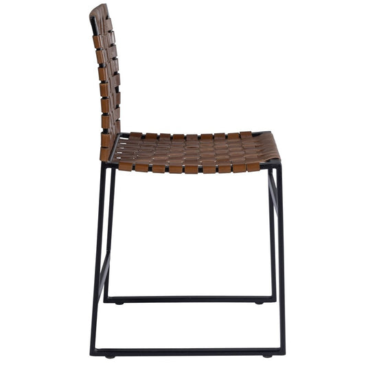 17" Brown and Black Faux Leather Side Chair
