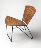 23" Brown and Black Leather and Iron Striped Side Chair