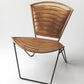23" Brown and Black Leather and Iron Striped Side Chair