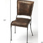 16" Brown Faux Leather Patchwork Side Chair