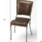 16" Brown Faux Leather Patchwork Side Chair