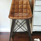18" Brown Faux Leather Checkered Tufted Side Chair