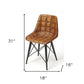 18" Brown Faux Leather Checkered Tufted Side Chair