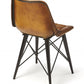 18" Brown Faux Leather Checkered Tufted Side Chair
