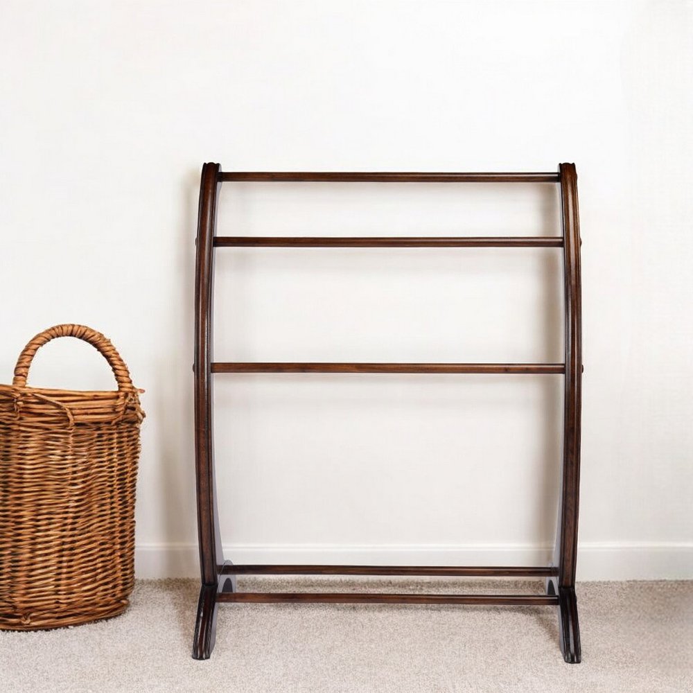 36" Deep Cherry Brown Wood Blanket Stand