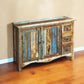 44" Brown Green and Gray Solid Wood Three Drawer Sideboard with Two Doors