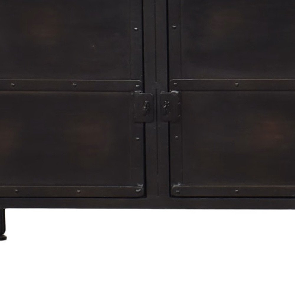 62" Black Iron Sideboard Console Cabinet