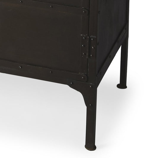 62" Black Iron Sideboard Console Cabinet