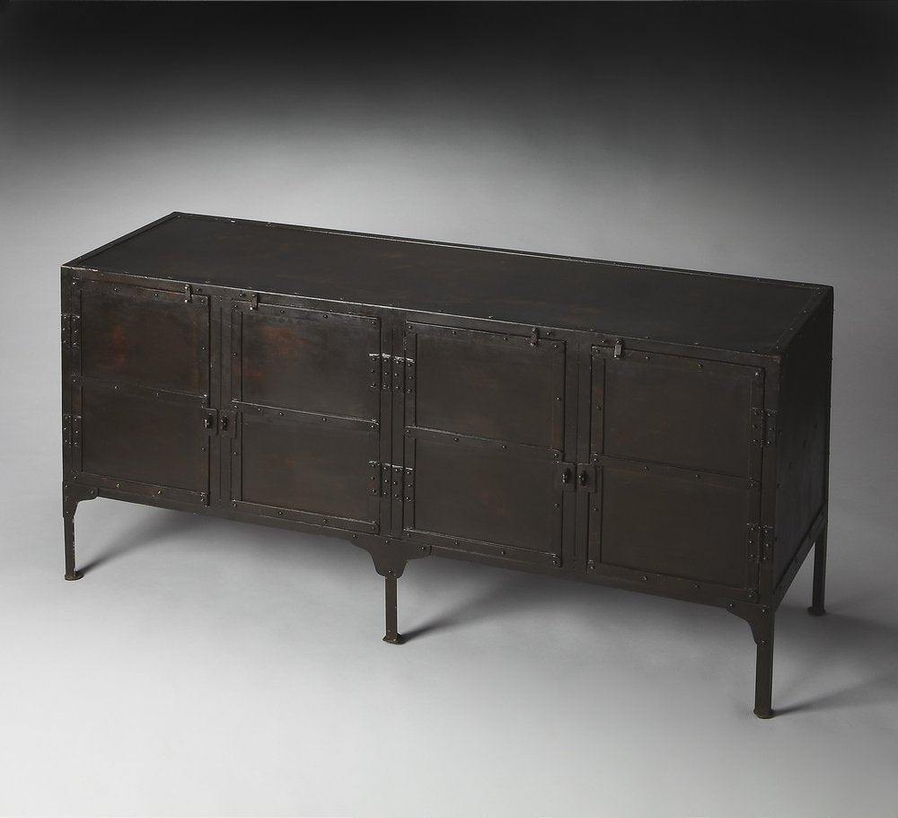 62" Black Iron Sideboard Console Cabinet